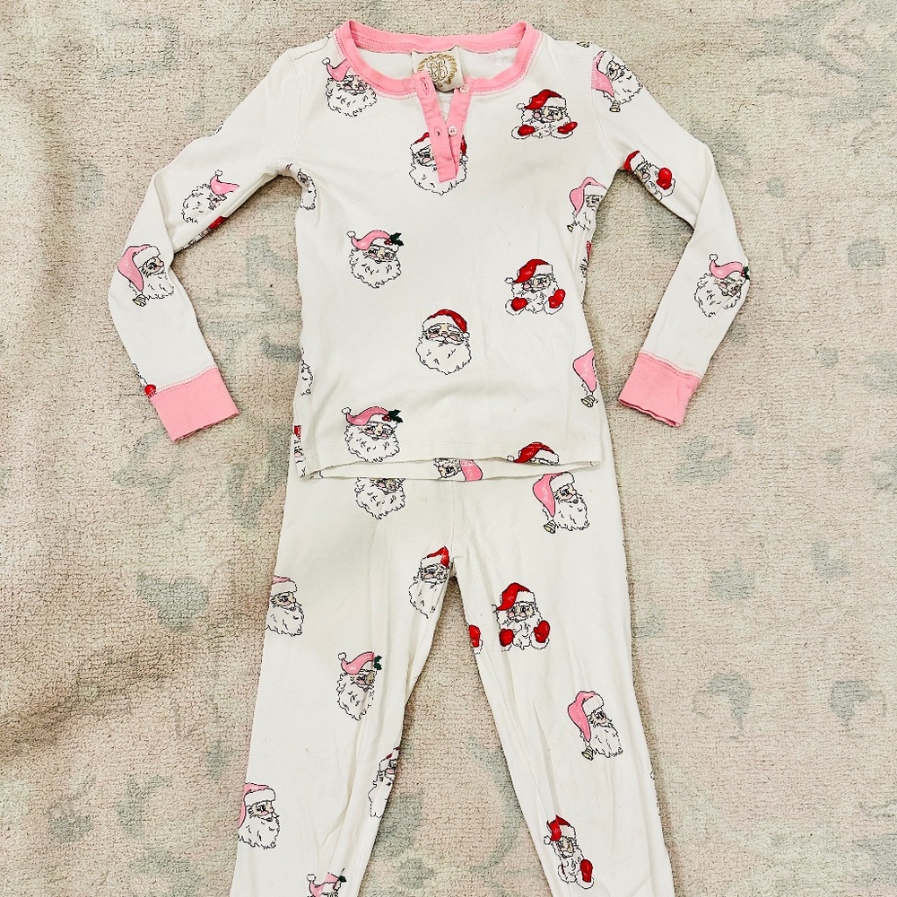 The Beaufort Bonnet Company Womens Christmas Pajama Set vintage White Pink Santa